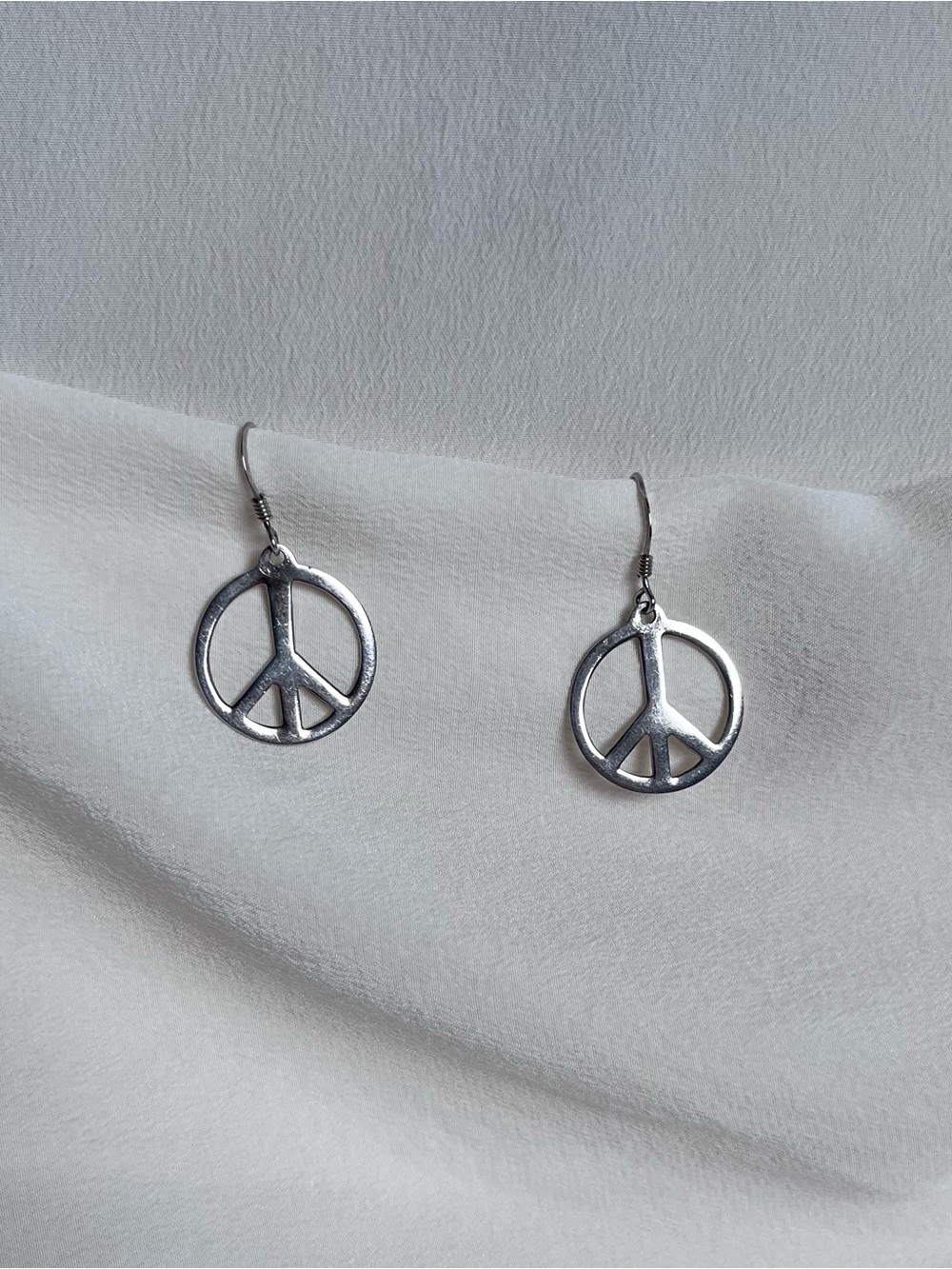 Sterling Silver True Vintage Peace Sign Drop Earrings
